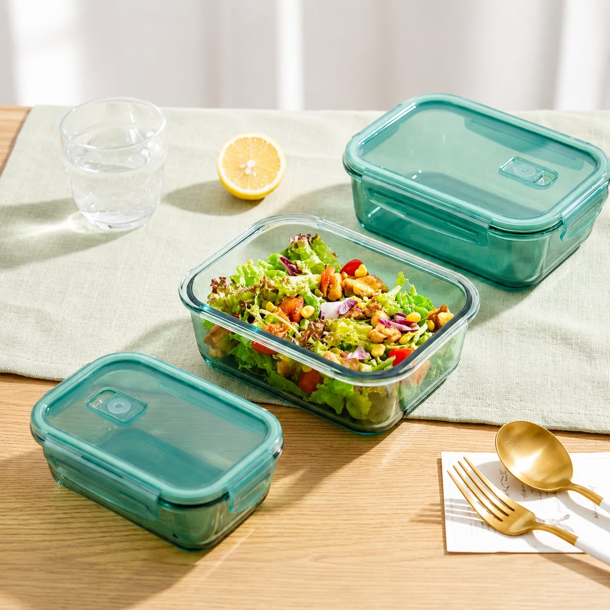 3 Piece Glass Food Container Set