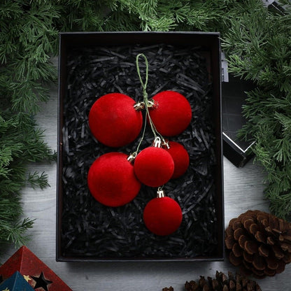 6Pcs Set of Burgundy Christmas Ball Clusters Ornaments