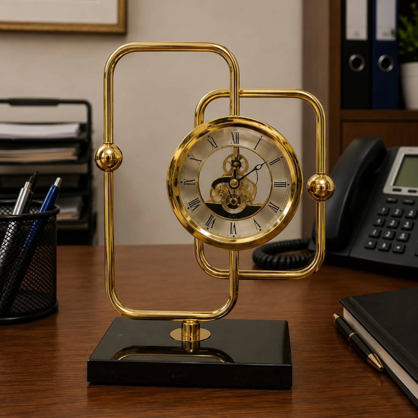 Executive Office Decor Clock with a Crystal Base