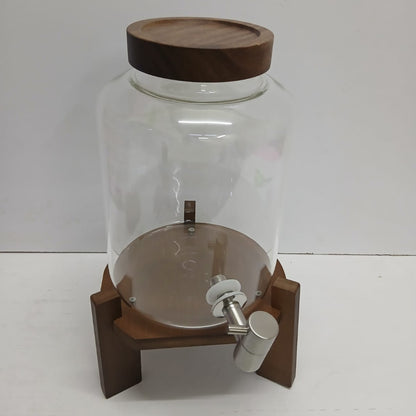 Glass Juice and Beverage Dispenser With Bamboo Stand