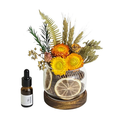 Dried flower diffuser with essential oils