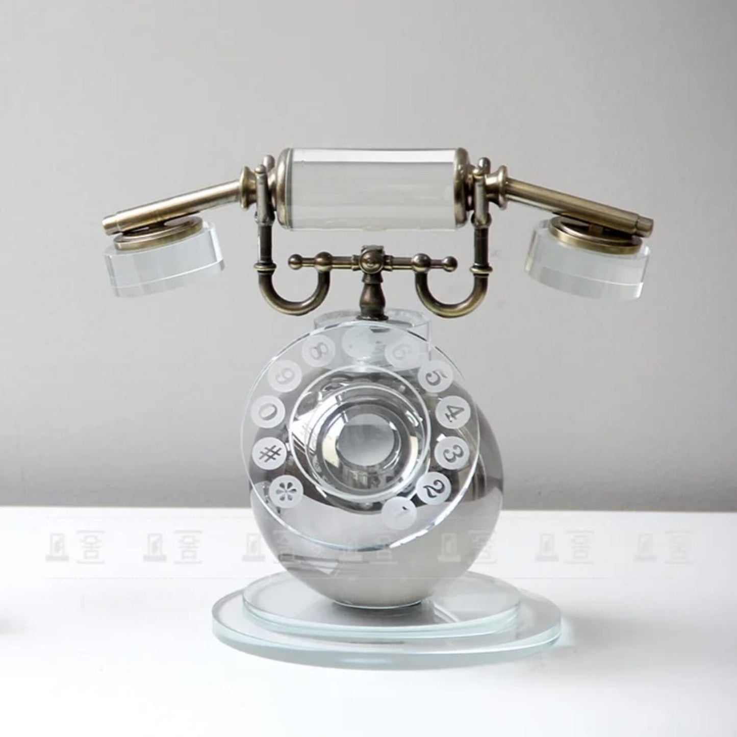 Retro Crystal Desktop Telephone Ornament