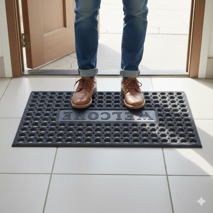 Rubber welcome door mat