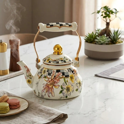 1.5L Floral Enamel Tea Kettle Gha
