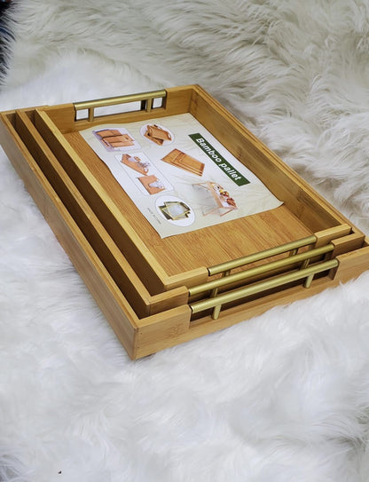 3 set bamboo serving tray