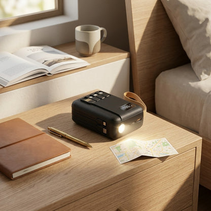 10000mAh Power Bank with 4 Built-In Cables and LED Torch