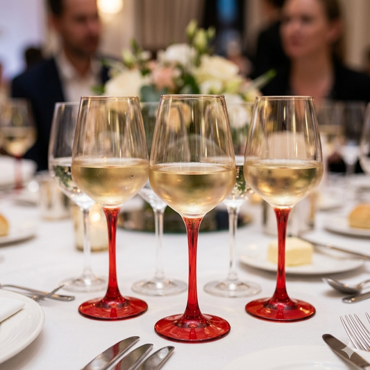 6Pc Coloured Stem Wine Glasses 