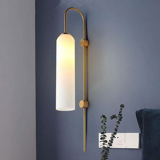 Cylindrical Frosted Glass Wall Sconce Light