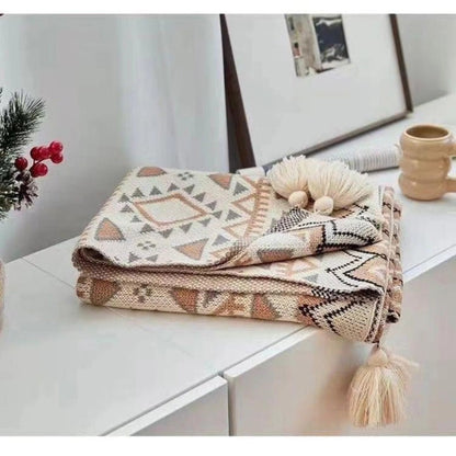 Woven Throw Blanket with Fringe