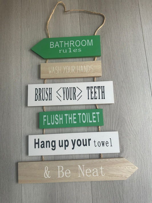 Wooden hanging house rules