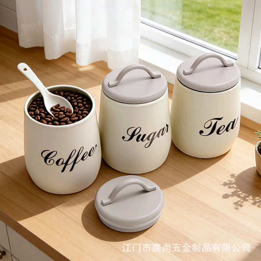 3Pcs Coffee Tea Sugar Cannister Set