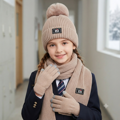 3 in 1 Winter Kids Beanie Hat  Scarf  and Gloves Set