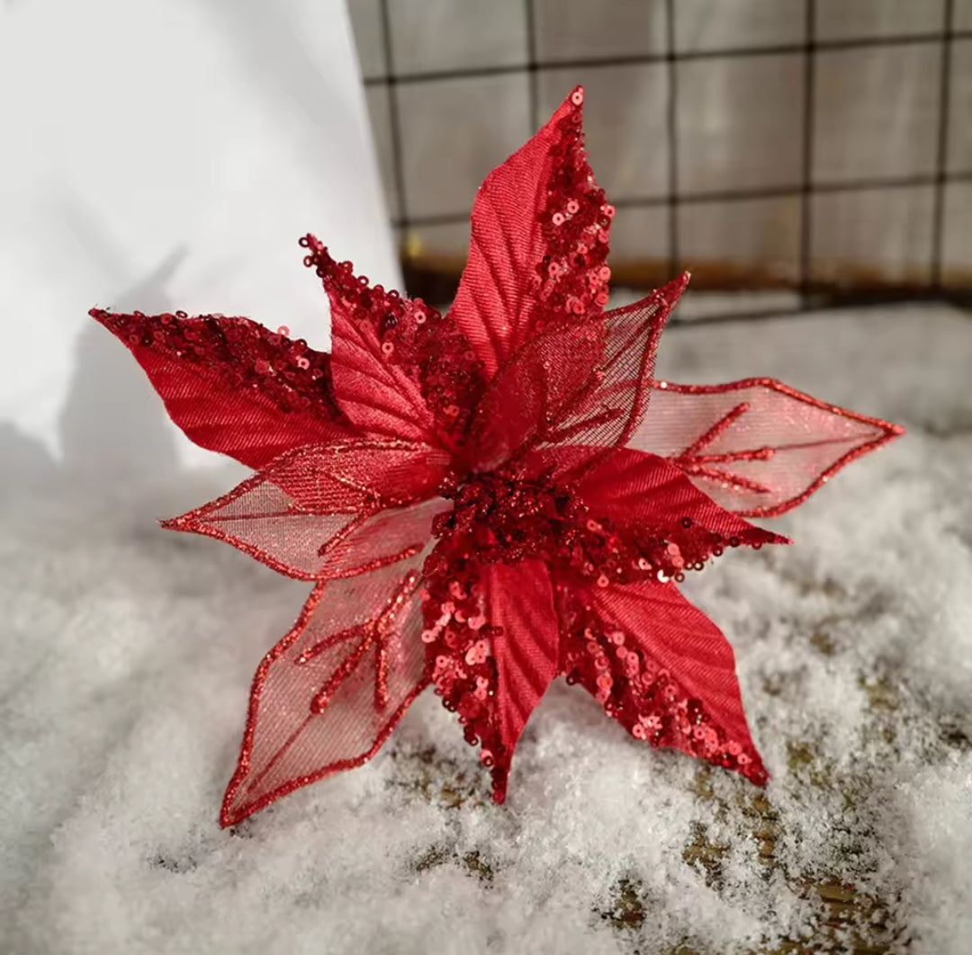 Christmas Decor Poinsettia Flowers