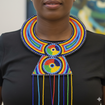 Vibrant Maasai Beaded Statement Necklace