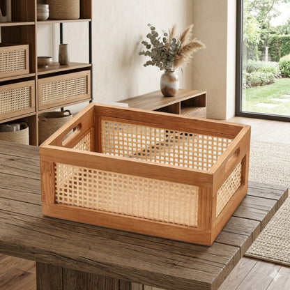 Bamboo and Rattan Storage Crate