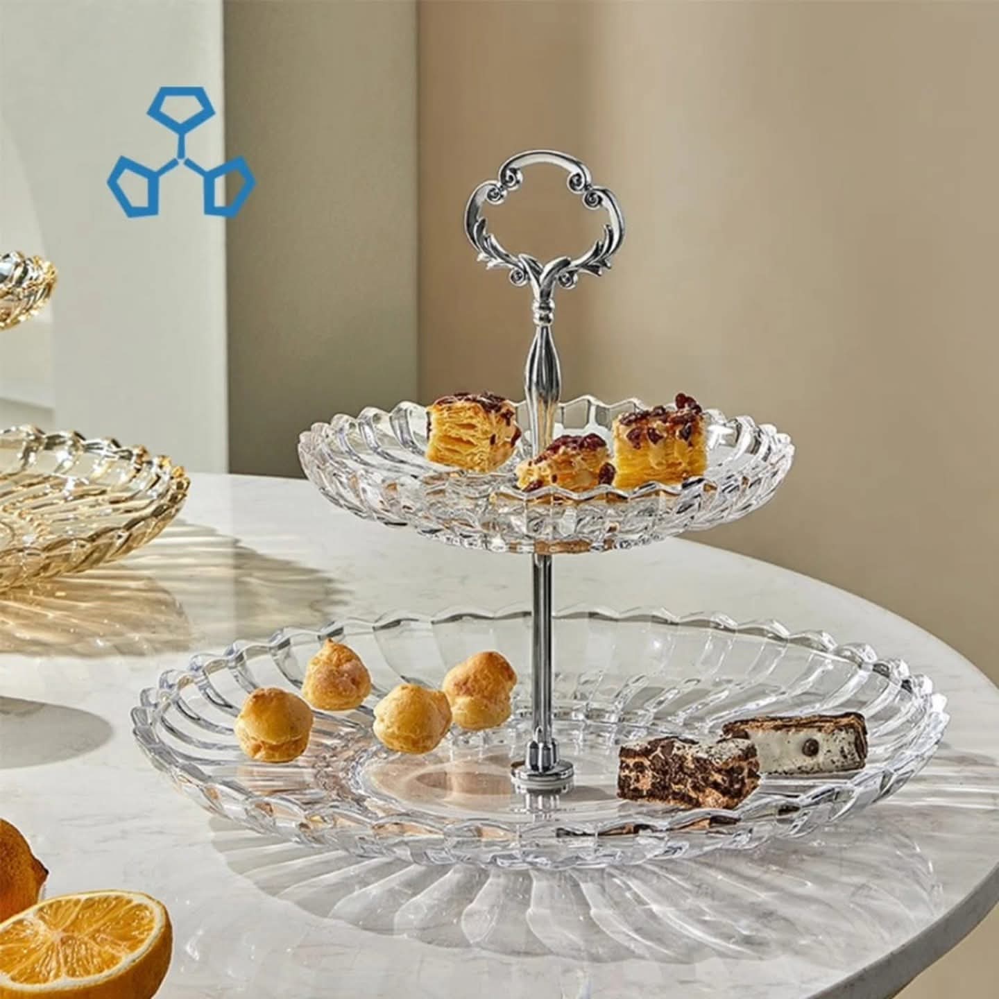2Tier glass cake stand