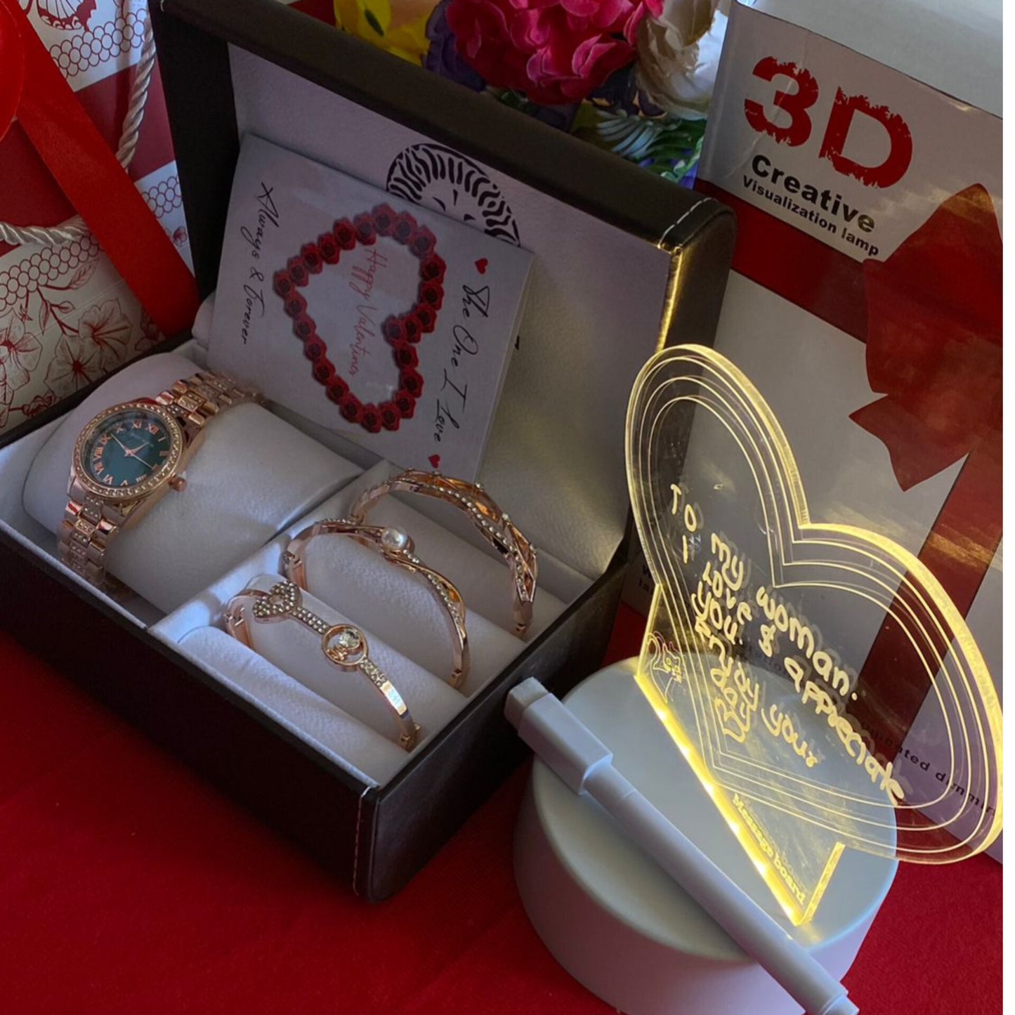 Valentine's Day Jewelry and LED Lamp Gift Set