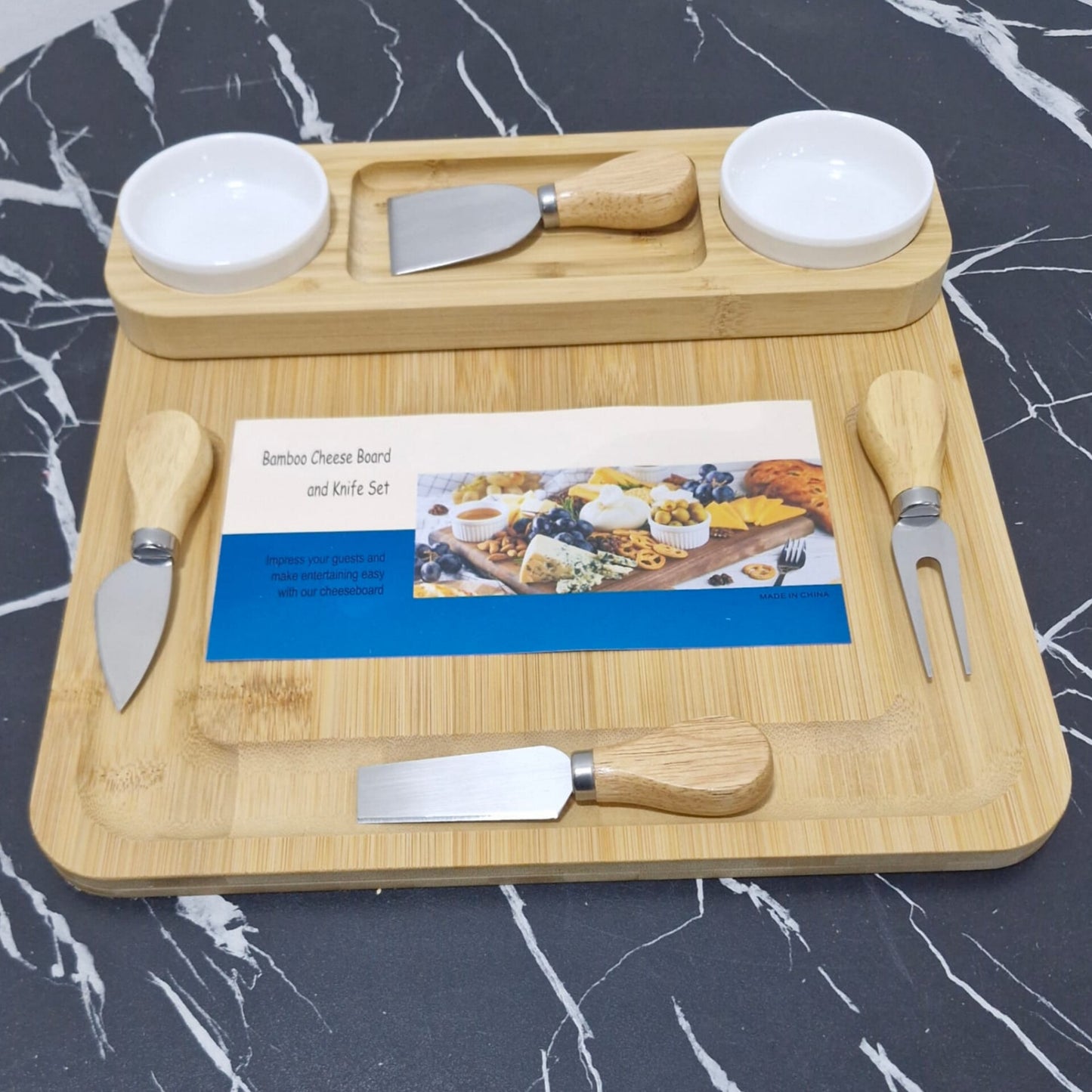 Bamboo Cheese Board and Cutlery Set