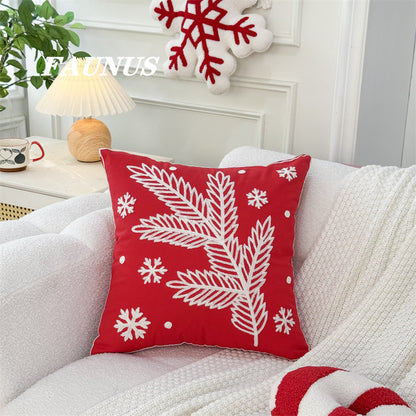Christmas Tree Snowflake Embroidery Pillow Cover 45x45cm