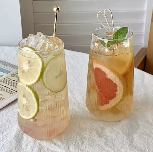 6Pcs ribbed juice glasses