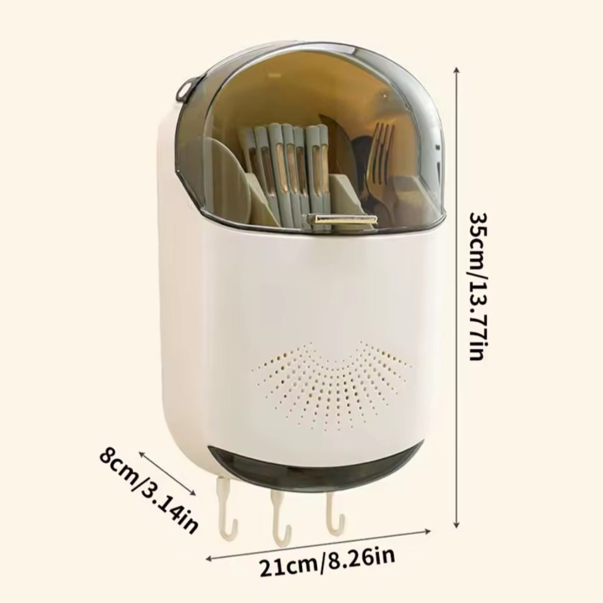 Wall Mounted Punch Free Cutlery Holder with Lid And Drain Hole