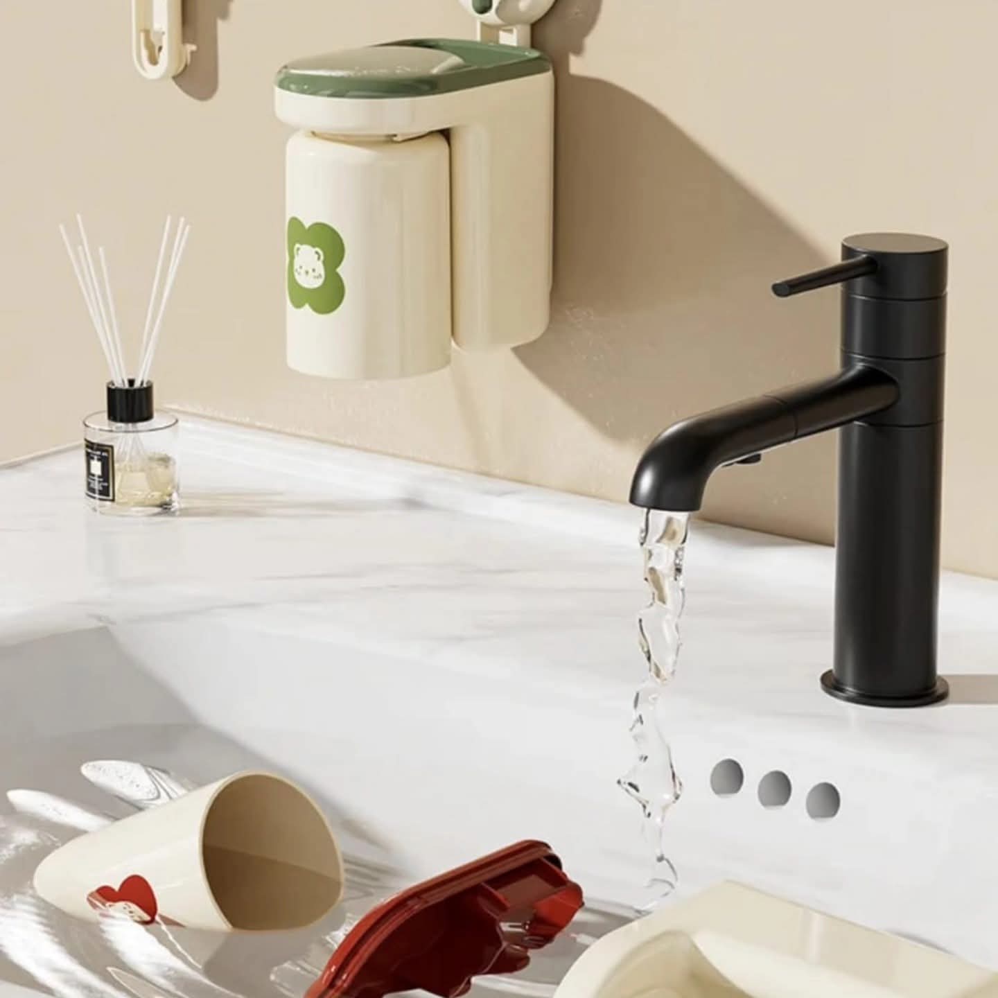 Wall mounted toothbrush cup rack