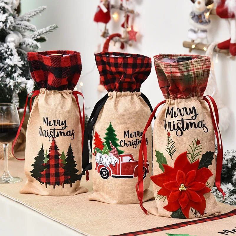 Christmas Themed Wine Bottle Cover