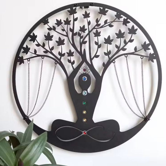 Tree of Life Yoga Meditation Metal Wall Decor Gha