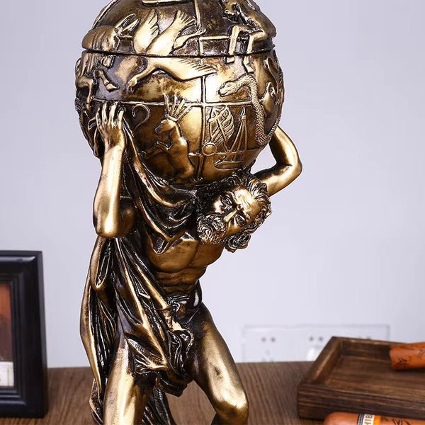 Ancient Greek Mythology Atlas Holding Globe Resin Craft Sculpture