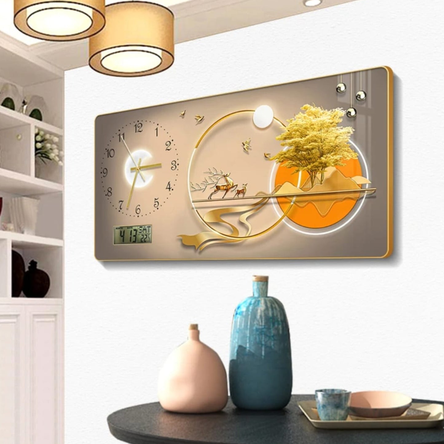 Modern Interior Wall Clock With a Luxurious Frame