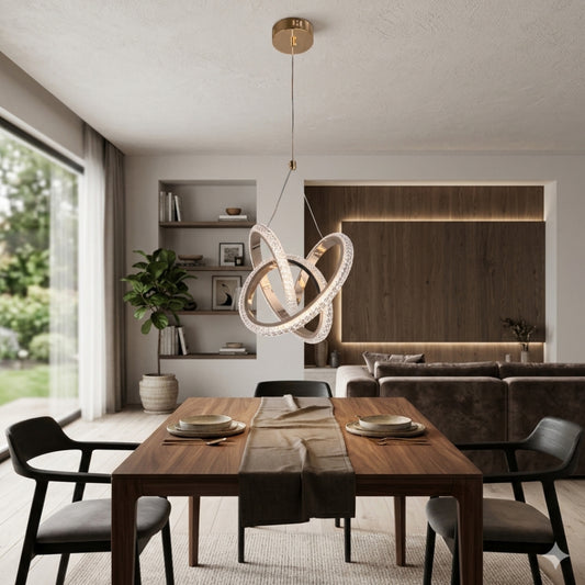 Golden LED Pendant Light – 40W, Tri-Color, Modern Ring Design
WH 25CL-02-GO-TC