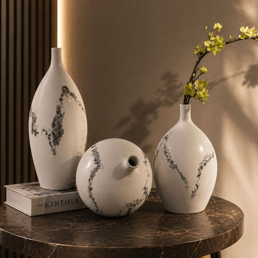 Small Neck Wave Vase Set 3pcs