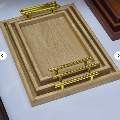 3Pcs Wooden Serving Tray Set