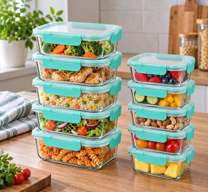 10Pcs set food grade glass storage containers
