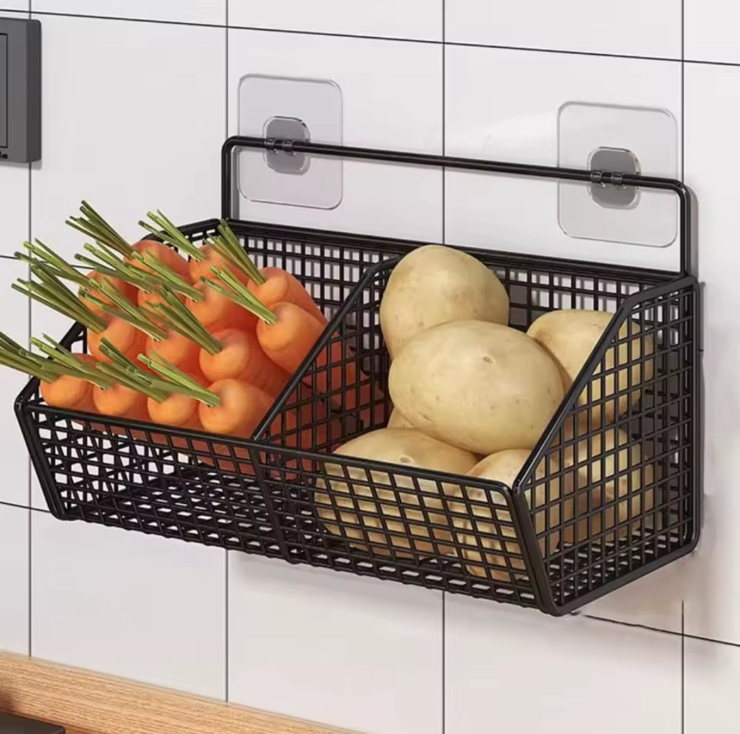 Wall mounted kitchen storage basket