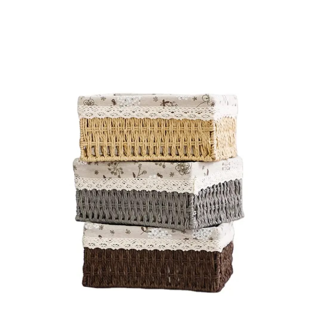 Woven paper rope basket