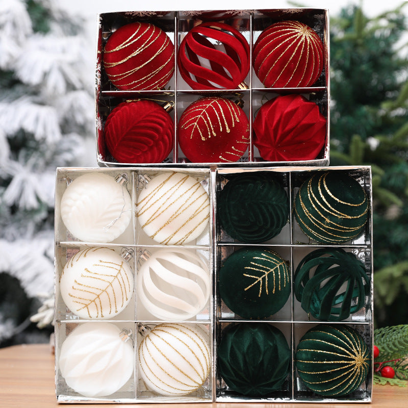 6Pc 8Cm Velvet Christmas Balls