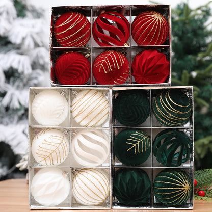 6Pc 8Cm Velvet Christmas Balls