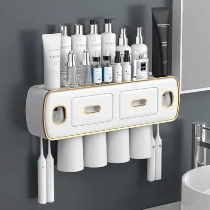Wall Mounted Bathroom Organizer with Toothpaste and Toothbrush Holder