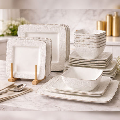 24Pc Textured Dinner Set