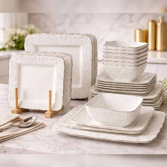 24Pc Textured Dinner Set