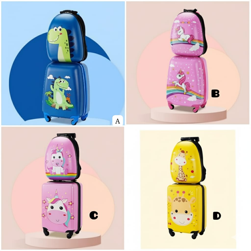 2-in-1 kids' trolley suitcase and backpack sets 