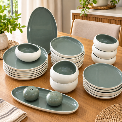 28Pcs  Double Glaze Porcelain Dinner set
