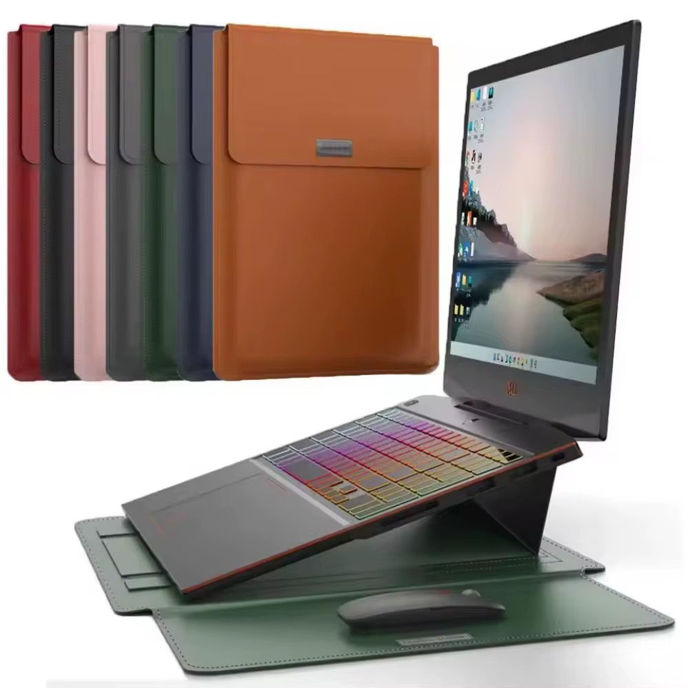 Laptop with a stand and mouse pad