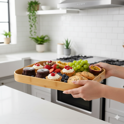 3pcs rattan bamboo serving trays