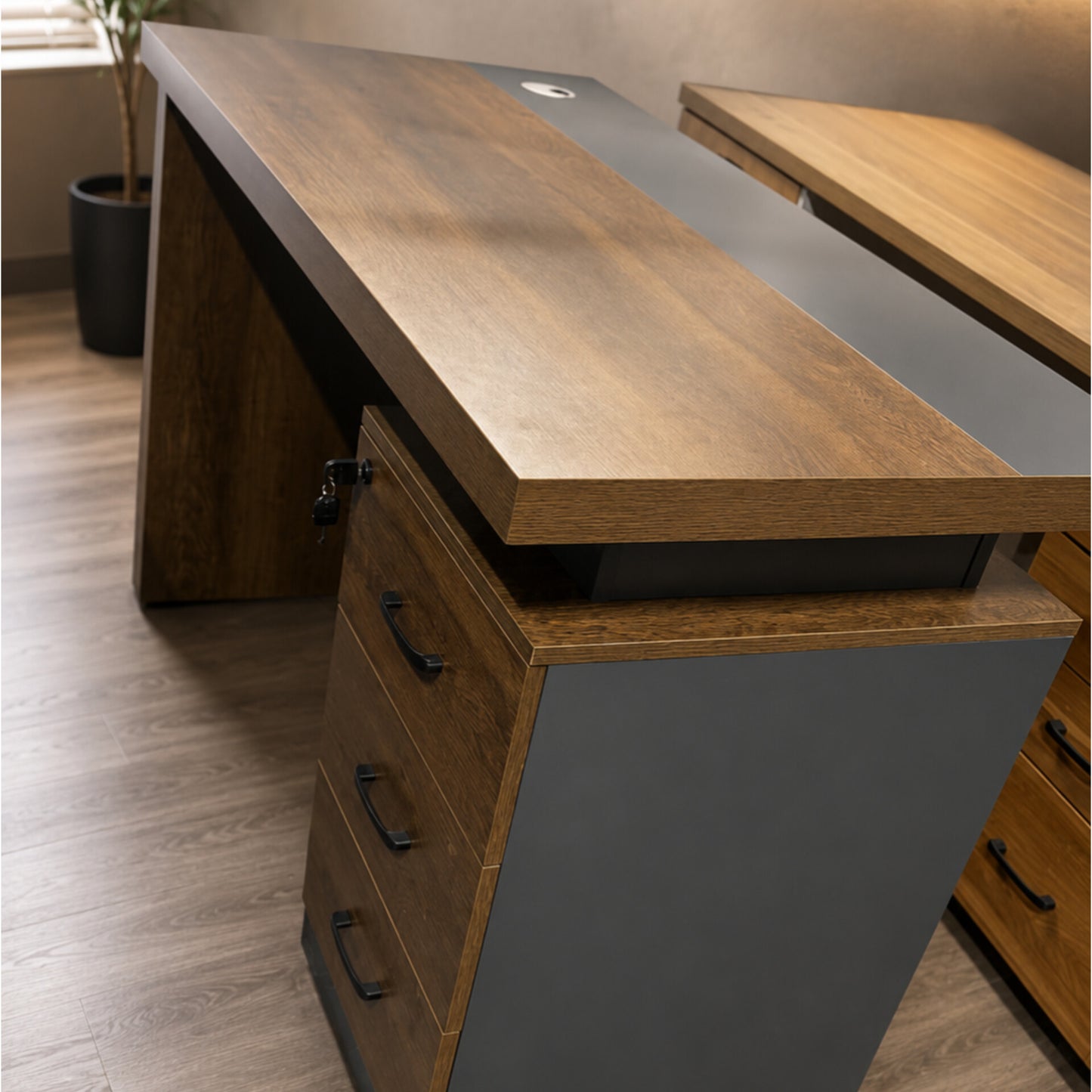 Office Reception Desk with Lockable Drawers