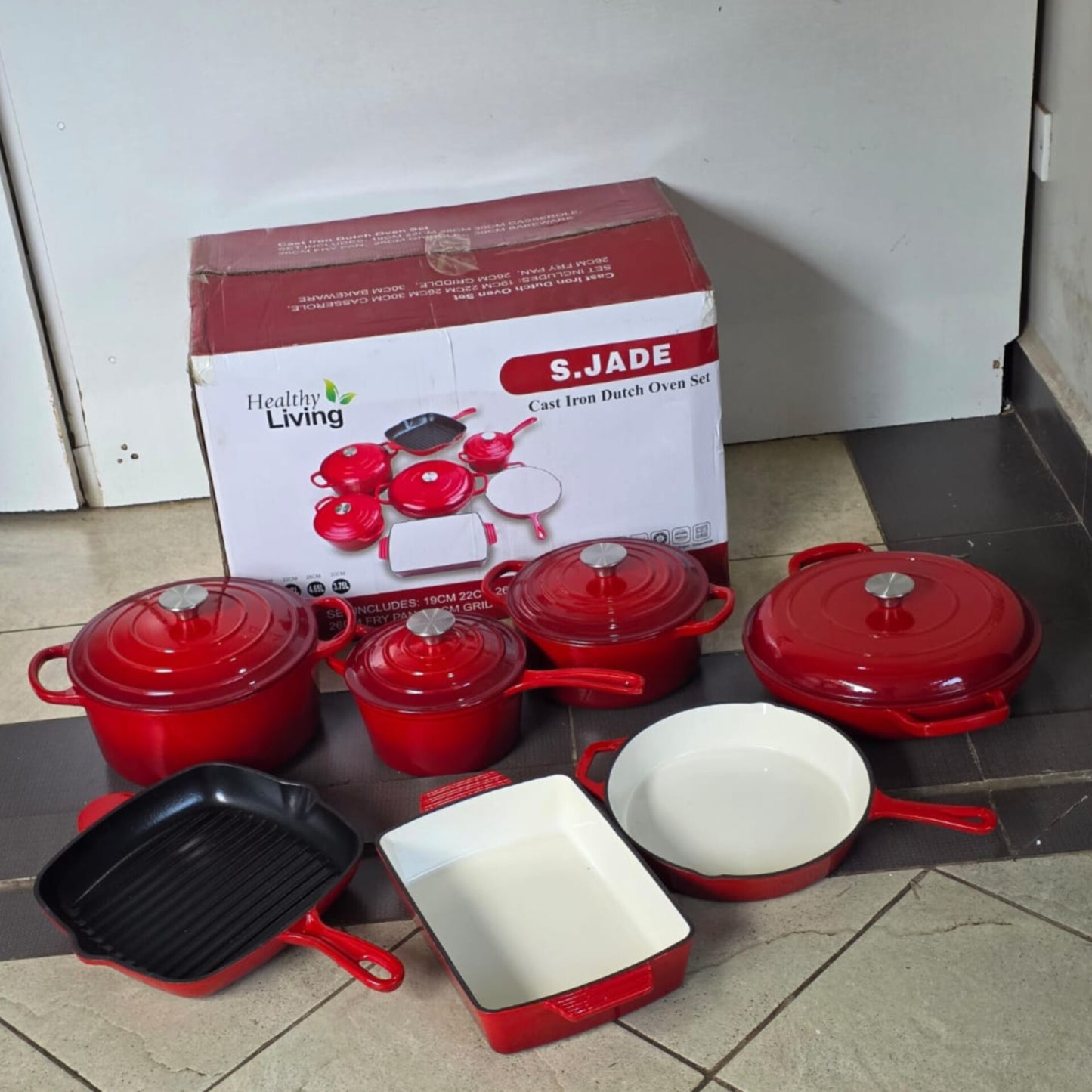 11pc Enamel cast iron cookware set