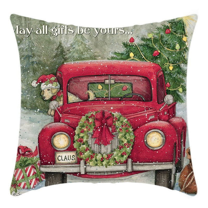 Christmas themed Linen Throw pillow cases