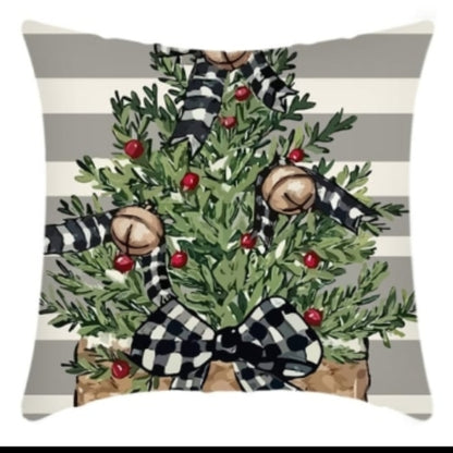 2pcs Christmas  Linen Throw pillow cases