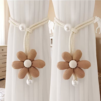 2 Piece Floral Pearl Curtain Tiebacks